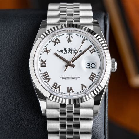 rolex.date just 36|Rolex Datejust 36mm white dial.